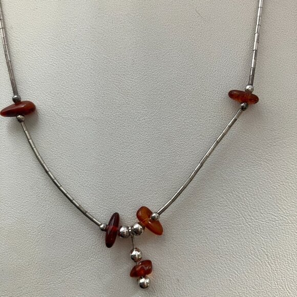 Amber Native Liquid Silver Necklace 16” - Picture 3 of 5